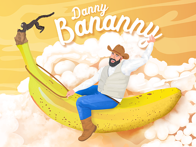 Danny Bananny Beer banana beer beer label cowboy illustration monkey peanut butter vector