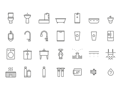 Water Fixture Icons bathroom fixture iconography icons iot kitchen laundry outside smart home water