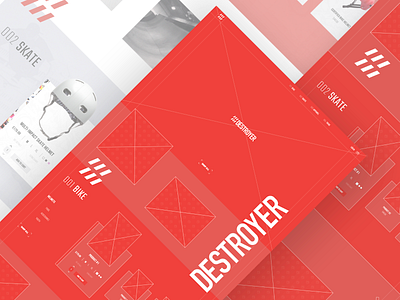 Destroyer Wireframes apparel bike design destroyer ecommerce lifestyle skate ui userflow ux web website wireframes wires