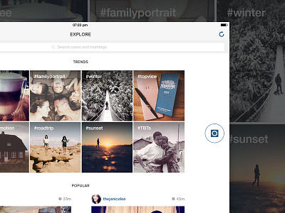 Explore - Instagram iPad app app explore hashtag instagram ipad photo trends ui ux