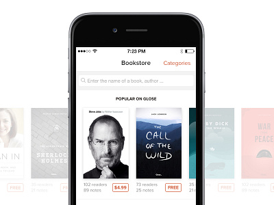 Glose Bookstore app book glose ios8 iphone 6 read store ui