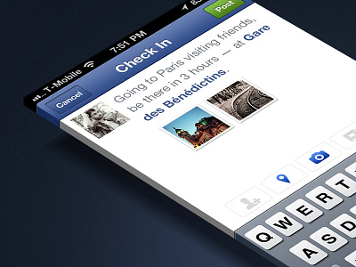Facebook Checkin Screen app checkin facebook gowalla iphone places redesign ui