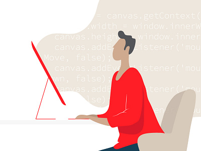 Developer Male - NRV DEV Site character clean coder design developer flat illustration illustrator minimal mobile office office design vector web website