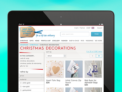 Ipad optimised product listing browsing ecommerce filter product listing responsive design tablet tablet commerce ui