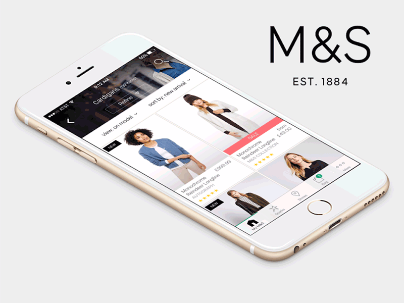 M&S – Product Listing Page interactions filter ios marks and spencer mobile commerce sorting ui ux