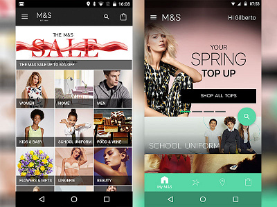 M&S – Before & after Material Design android material design ui