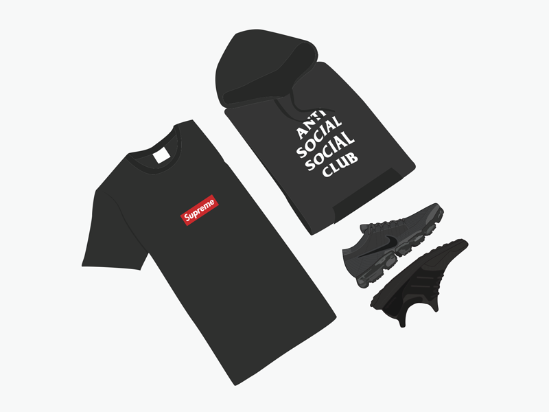 AL x BSB flatlay vector illustration hypebeast nike graphic design illustration assc adidas supreme