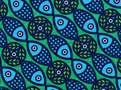 Fish & Eye Pattern design eyes fish flat illustration minimal