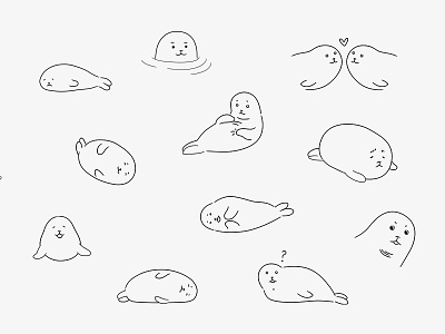 Seal Emoji animals apple sticker emojis hand drawing illustration ios sea creature seals stickers