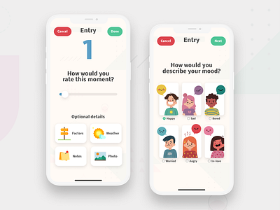 Mood App Exploration app colorful daily mood app design health health app meditation app mindfulness mood mood app sleep app ui ui design uidesign uiux ux