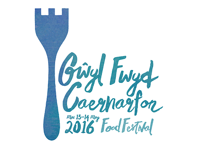 Gwyl Fwyd Caernarfon castle festival food logo watercolour