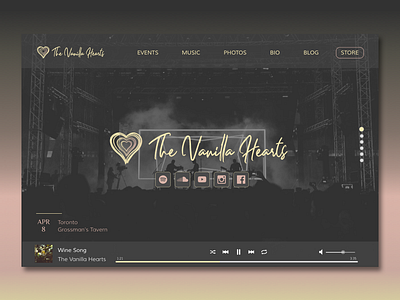 The Vanilla Hearts Website band website design logo music band ui ux web website