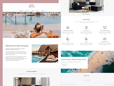 Spiti Roussas- Luxurious and Comfortable guest house branding clean app design clean ui clean ui design hotel app hotel branding island landing page design logo resort ux