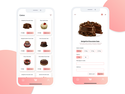 Cake Ordering App design concept (iOS App)