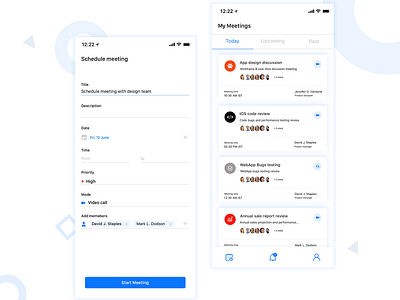 Meeting Schedule App Design Concept calander clean app design clean ui illustration ios app meeting app mobile app sketch sketch app