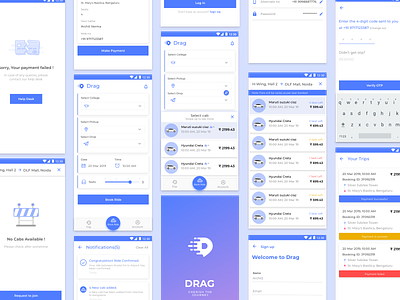 Drag- Cherish the Journey android app cab booking app cab sharing app clean app design clean ui design illustration ios app mobile app sketch sketch app user experience ux ux