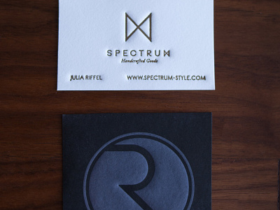 Business Cards letter r letterpress logo design spectrum handcrafted