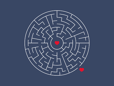 LOVE, find yours? background circle concept conceptual flat design heart labyrinth love maze valentines