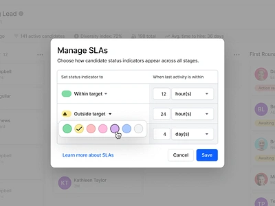 Gem SLA management dialog color picker colors customization dialog gem gem software modal dialog picker recruiting ui web