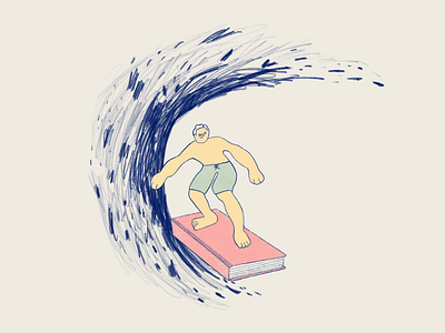 Reading 📚 children book illustration happy illustraion joy loose playful procreate reading surfing