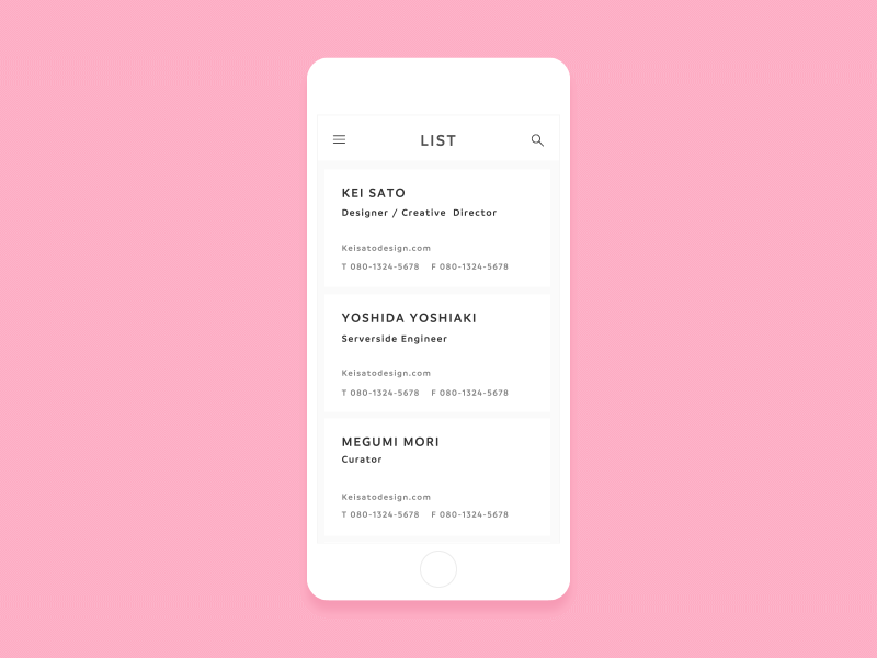 Daily animation ideas - LIST animation app clean iphone japan pink simple ui ux white
