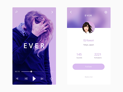 Music App app clean design idea music purple simple sound ui ux