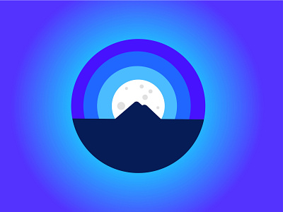 Twilight Moon Mountain Logo blue logo design minimal moon mountain night shadow vector