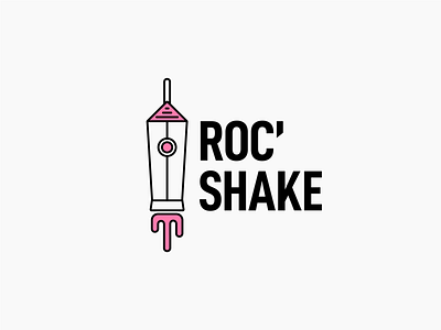 Roc' Shake - Milkshake Logo branding dailylogochallenge design flat graphic design icon illustration logo logodesign logodesigner logoinspiration rocket spaceship