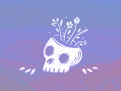 an old friend daily drawing doodle flowers illustration procreate skull