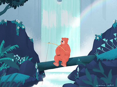 Bear by the Falls illustration