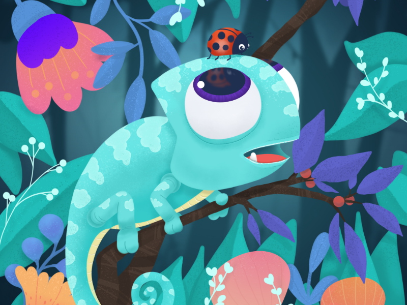 Chameleon and a Ladybug by Marius II on Dribbble