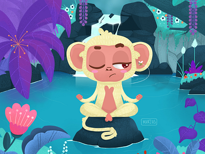 Monkey Meditation illustration meditation monkey mind