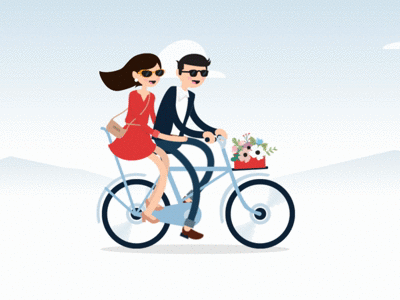Happy Couple on a Bicycle animation bicycle couple