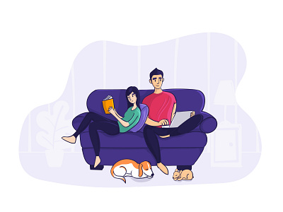 Couch Couple Illustration