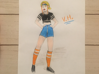 Sporty) art chaacter colors comics draw drawing dribbble girl illustration pencil pose