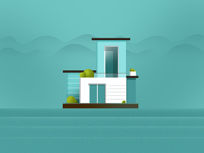 Modern house grass house illustration vector window