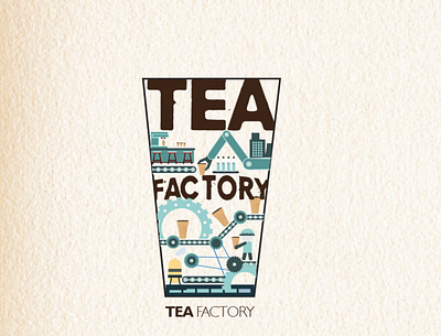 Tea Factory Mnemonic art branding design doodle flat logo
