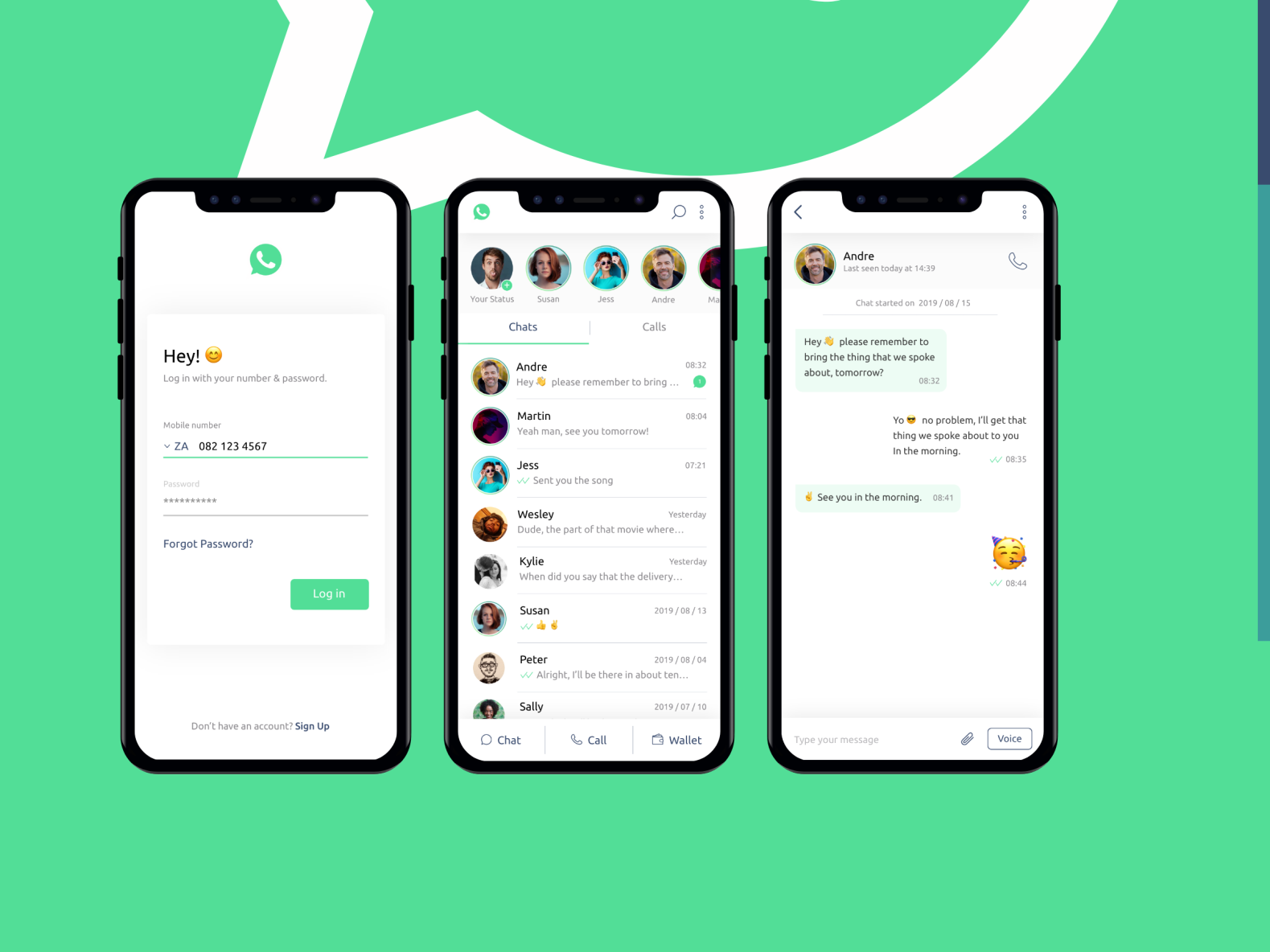 WhatsApp redesign concept by Matt van Zyl on Dribbble