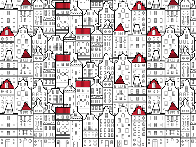 Amsterdam house seamless pattern design illustration