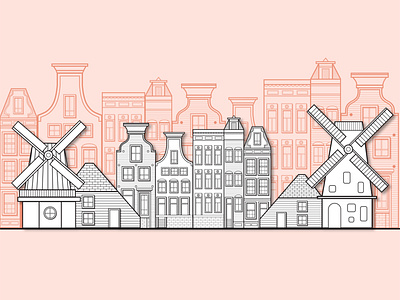 amsterdam city illustration design amsterdam artwork city concept design doodle graphic design hand drawn illustration pastel color travel