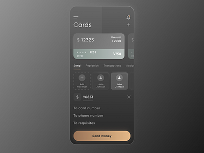 Bank app Cards section in retro style