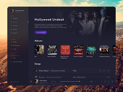 Music app UI album hollywood undead music music app playlist song tune ux ux ui