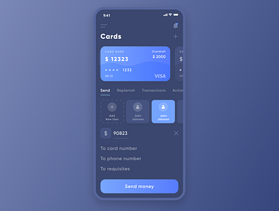 Bank app Cards section bank bank app cards money transactions ui