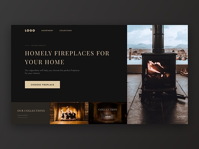 Fireplaces site first screen first screen home house interior real estate site ui