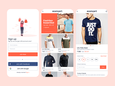 E-Ccommerce App Concepts app creative design creativeideas design ecomcart ecommerce app ecommerce design ecommerce shop mobileappdesign prototype shopping app uidesign uxdesign wireframes