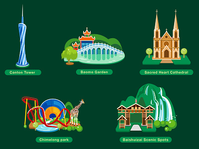 Canton City Part 1 building canton city flat icon icons illustration landscape simple vector