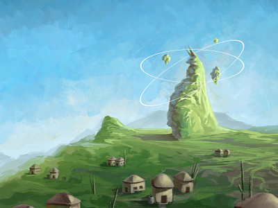 Fox Mountain 2d art city concept art digital painting environment design fantasy painted videogame