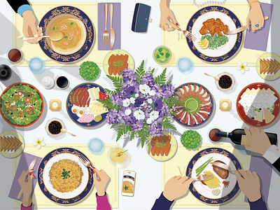 Dolce Vita breakfast cafe dinner food illustration luxury restaurante vector wine еда иллюстрация