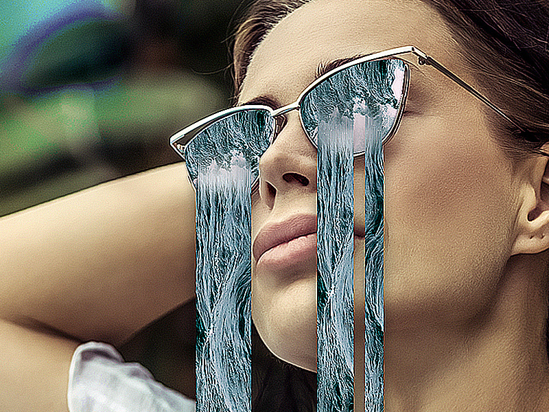 Girl tropical with water eyes