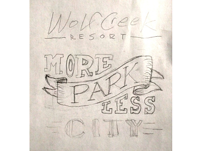 Wolf Creek Resort - Sticker sketch 3 hand lettering lettering pencil sketch sketches stickers tagline